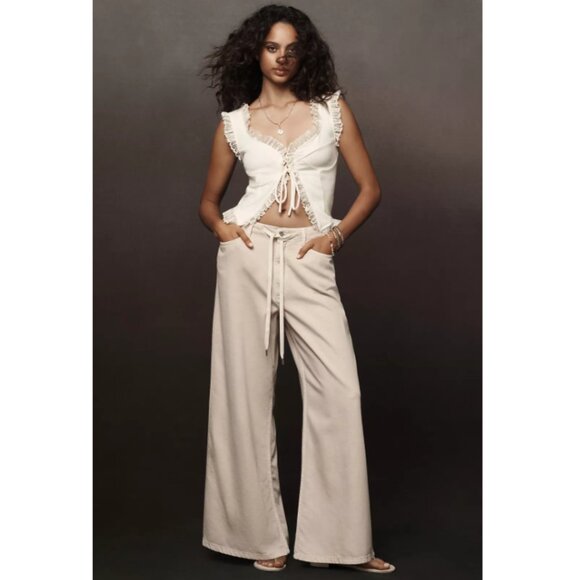 Brand New Blue Tassel Lace Tie-Front Tank Top - Picture 6 of 16